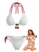 Weißes 50er Bikini-Set mit Neckholder und Kirschen