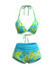 80er Bikini-Set mit Neckholder und Blumen