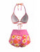 80er Bikini-Set mit Neckholder und Blumen