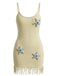 Gelb 60er Beach Strick- & Cover-Up mit Perlen