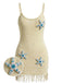 Gelb 60er Beach Strick- & Cover-Up mit Perlen