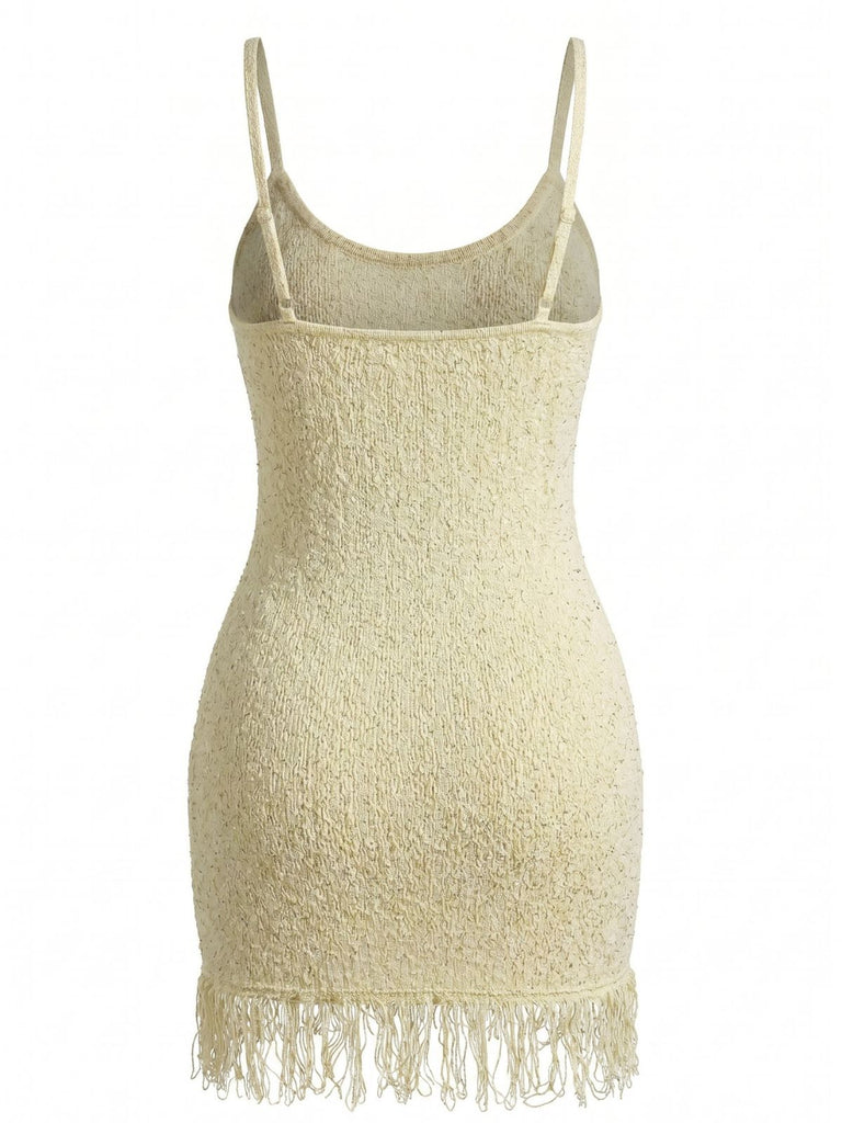 Gelb 60er Beach Strick- & Cover-Up mit Perlen