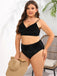 [Übergröße] 50er Bikini-Set mit Samt und Leoparden-Print