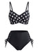 Schwarz 50er Bikini-Set & Shorts mit Polka-Dots und Hohe Taille