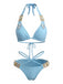80er Bikini-Set & Shorts mit Neckholder und Hohe Taille