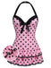 [Übergröße] Rosa 1940er Polka Dots Hater Badeanzug