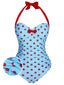 1940er Halter Kontrast Polka Dots Einteiliger Badeanzug