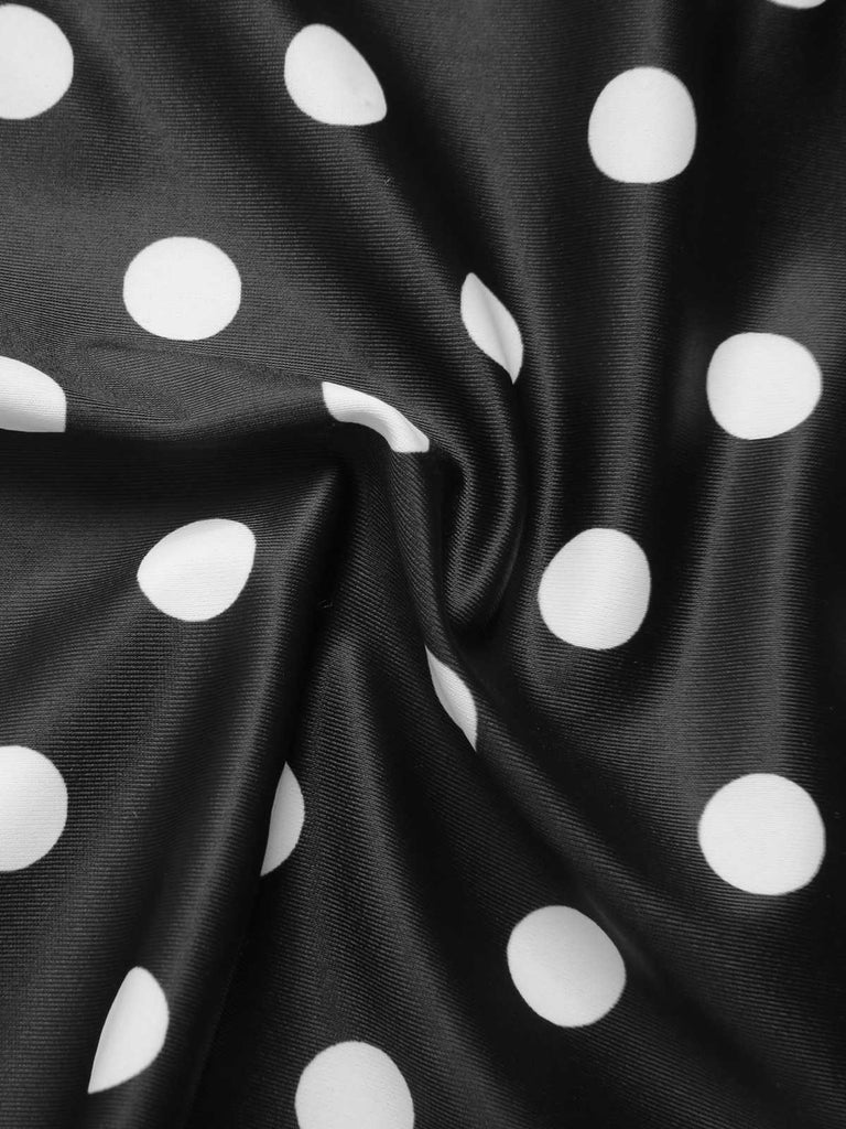 [Übergröße] 1960er Gurt Transparent Masche Polka Dots Badeanzug
