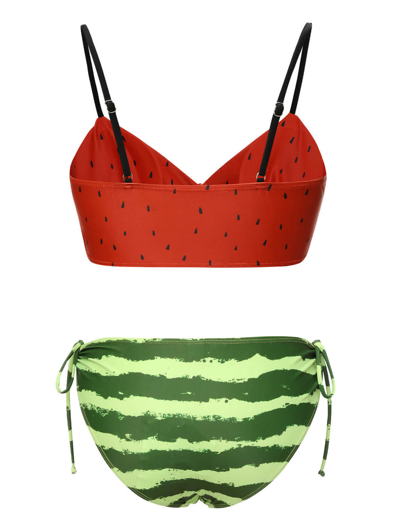 [Vorverkauf] Rot 1950er Wassermelone Straps Bikini Set
