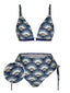 Blau 1930er Alter Fan Schnürung Bikini Set