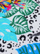 Multicolor 1960er Tropische Pflanze Einteiliger Badeanzug