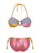 Rosa & Gelb 1970er Herz Ring Bikini Set