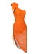 Orange 1940er Solide Badeanzug & High Low Cover-Up