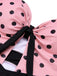 Rosa 1950er Halter Polka Dots Einteiliger Badeanzug