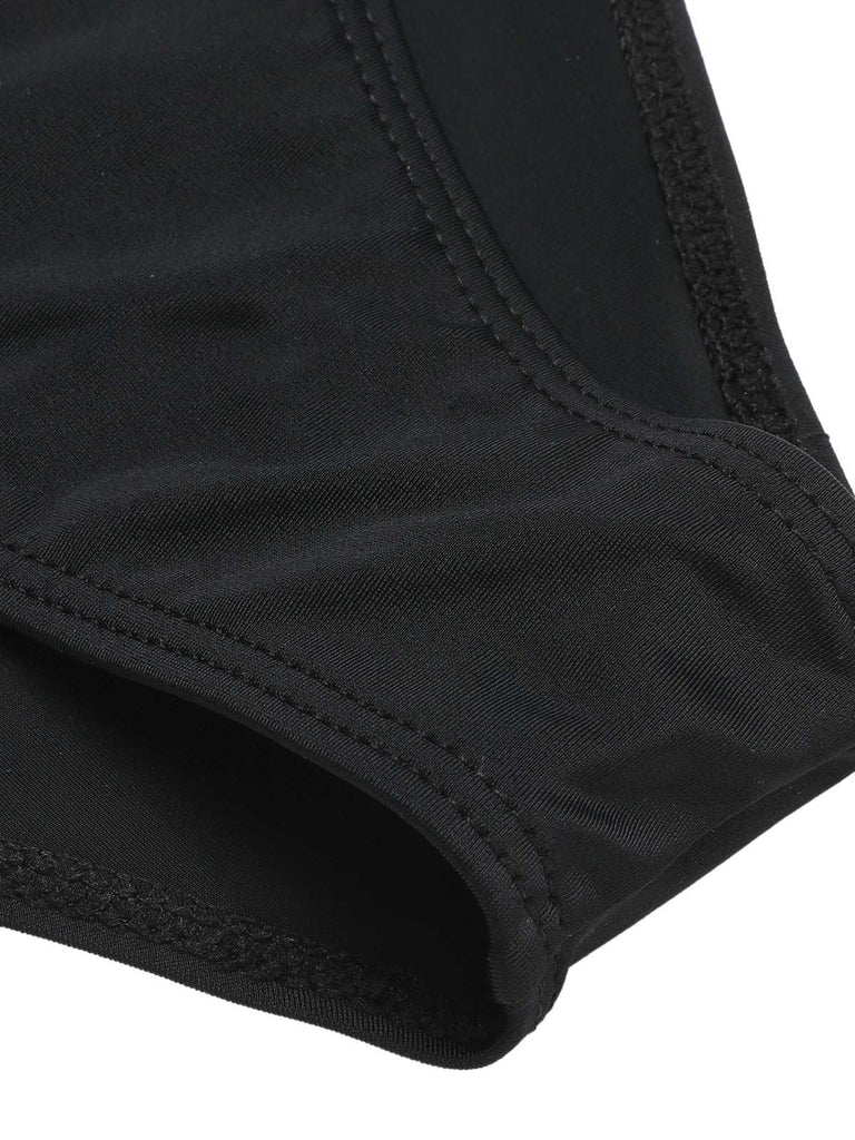 Schwarz 1950er Halter Polka Dots Masche Badeanzug