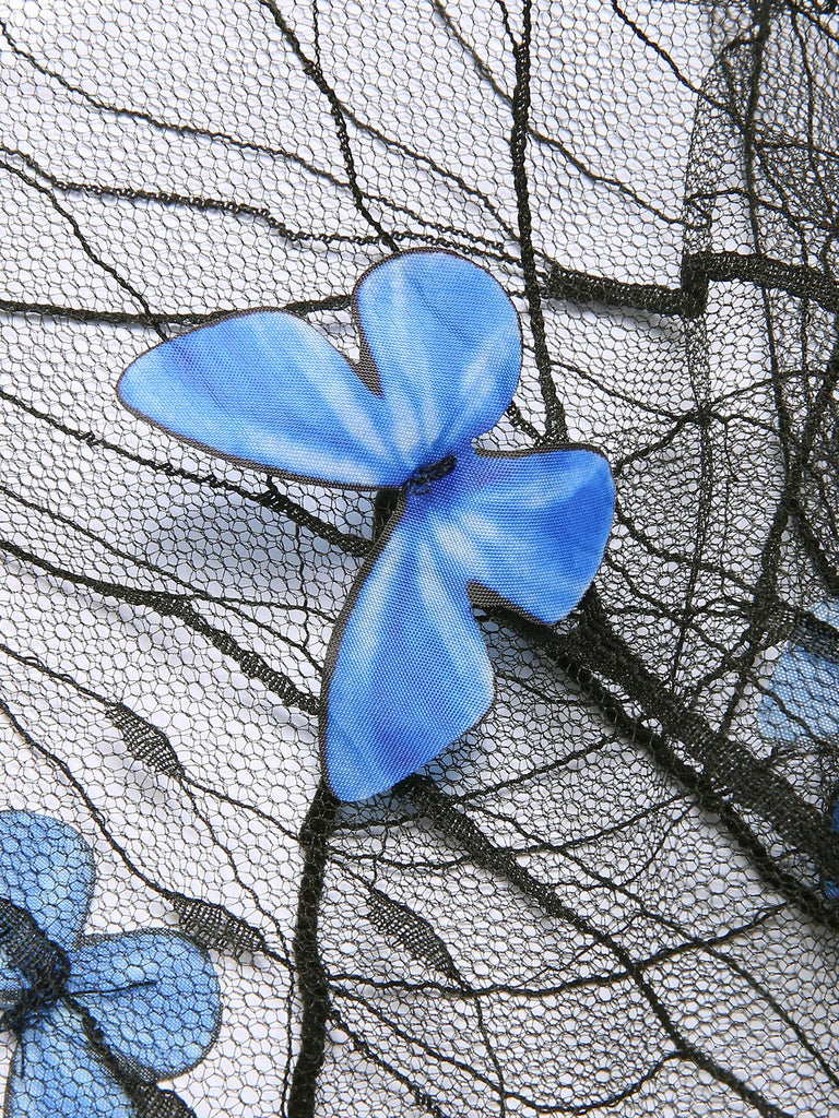 [Vorverkauf] 2PCS Schwarz 1960er 3D-Schmetterling Masche Badeanzug & Cover-Up