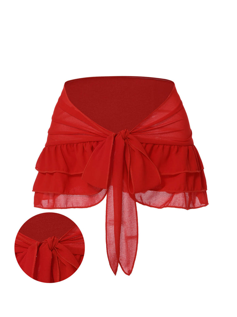 Rot 1960er Solide Chiffon Rock Cover-Up