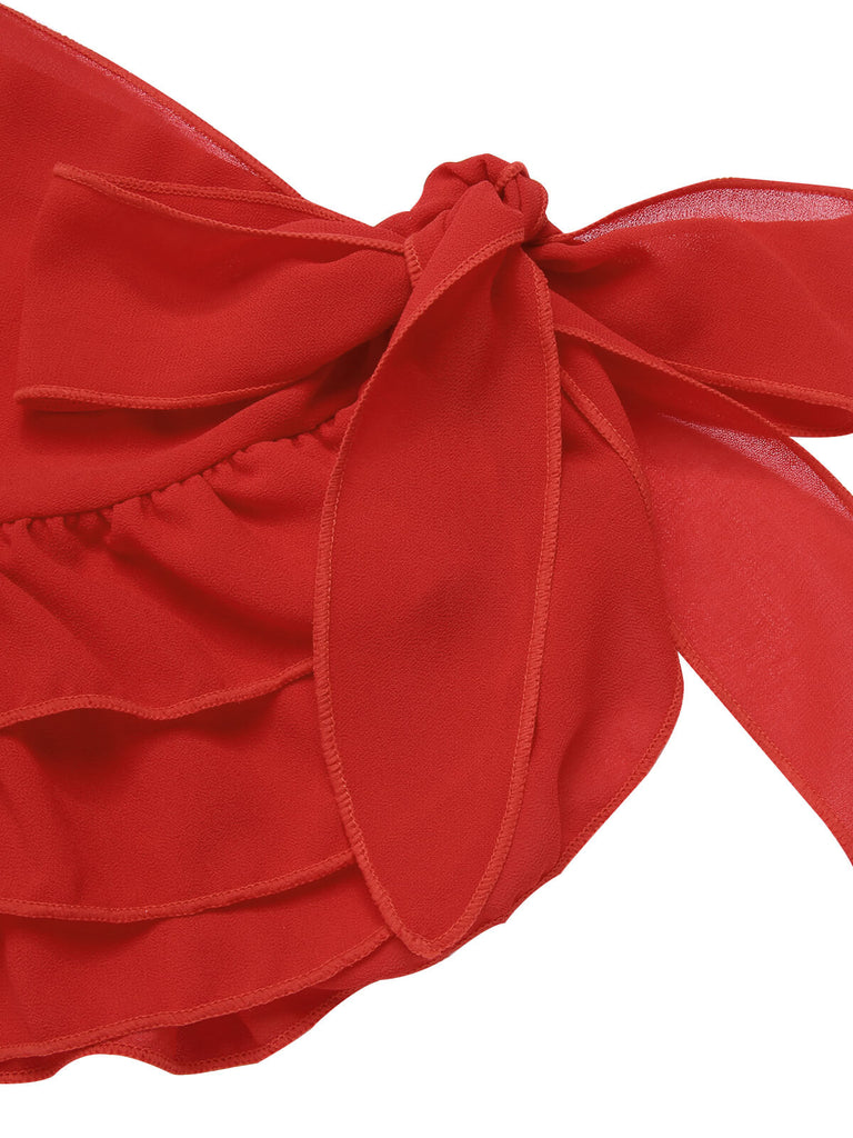 Rot 1960er Solide Chiffon Rock Cover-Up