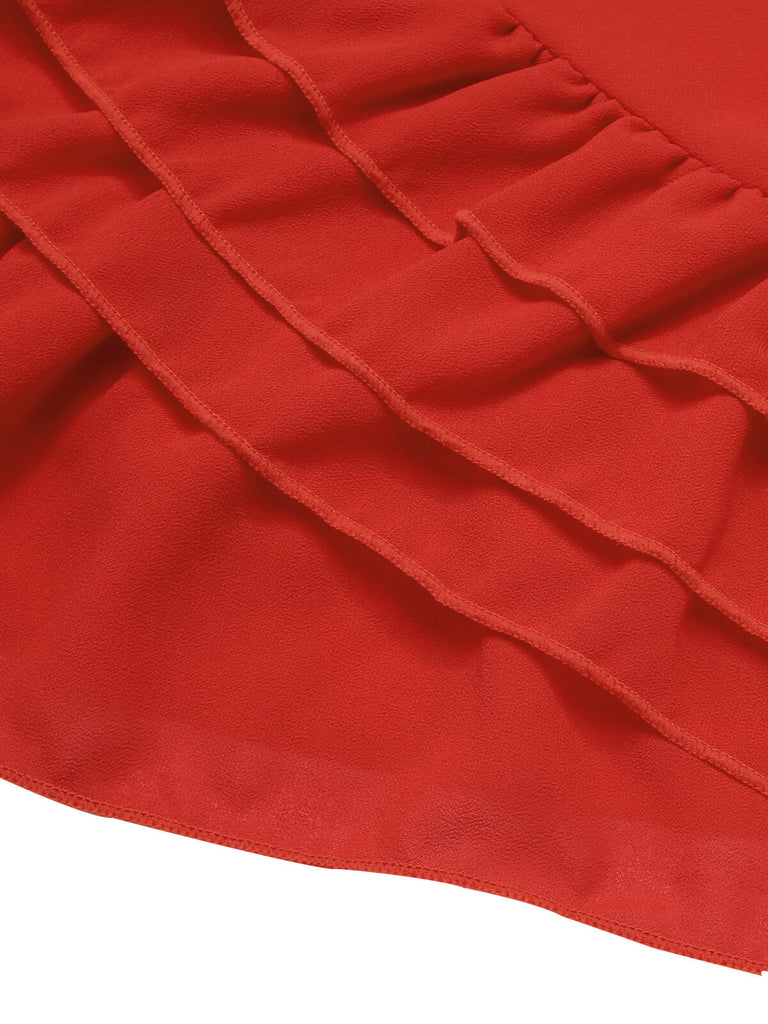 Rot 1960er Solide Chiffon Rock Cover-Up