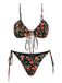 1950er Blumen Schnürung Spaghetti Träger Bikini Set