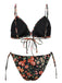 1950er Blumen Schnürung Spaghetti Träger Bikini Set