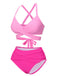 Rosa 1960er Solide Gurt Bandage Bikini Set