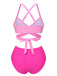 Rosa 1960er Solide Gurt Bandage Bikini Set