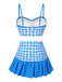 [Vorverkauf] Blau 1930er Spaghetti Träger Gingham Kirsche Badeanzug