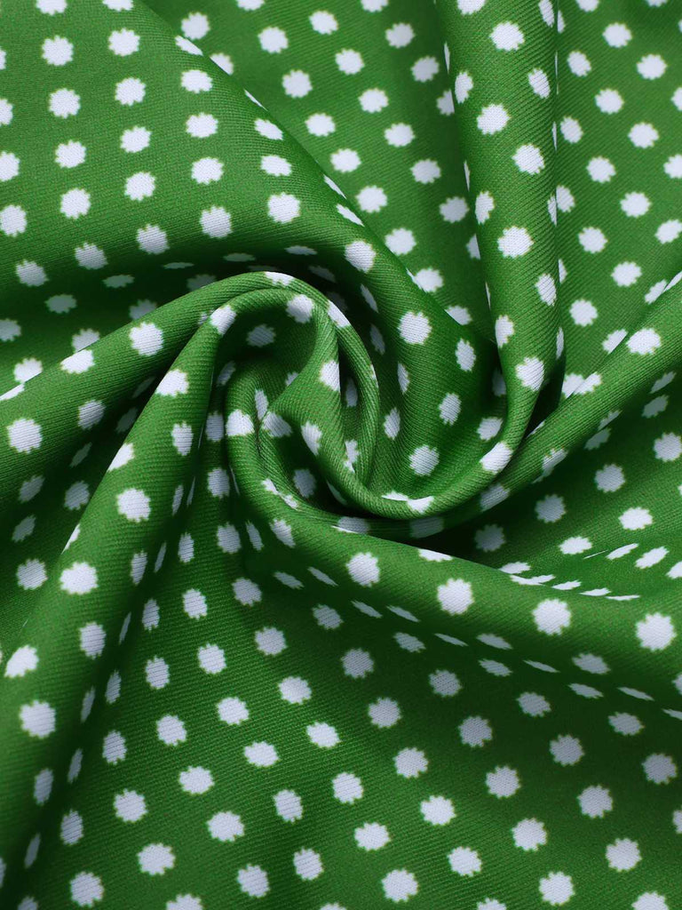 Grün 1950er Polka Dots Bogen Badeanzug