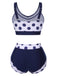 Marineblau 1950er Polka Dots Hohe-Taille Badeanzug