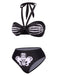 Schwarz 1970er Skeletthand Halter Bikini Set