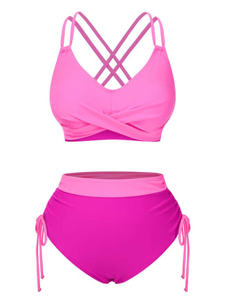 1940er Kreuzen Hohe Taille Seitliche Bindungen Bikini