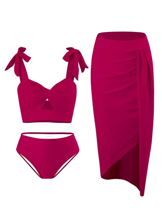 1940er Solide Schultergurt Hohl Badeanzug & Cove-Up