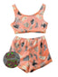 2PCS Orange 1960er Halloween Geist Vlies Pyjama Set