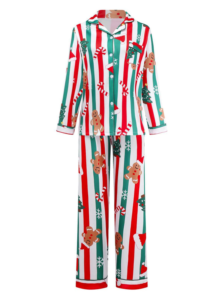 1950er Weihnachten Lebkuchen Zuckerstange Pyjama Set