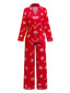 Rot 1950er Weihnachten Schneeflocke Zuckerstange Pajama Set