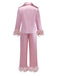 1930er Solide Federbesatz Satin Pyjama Set