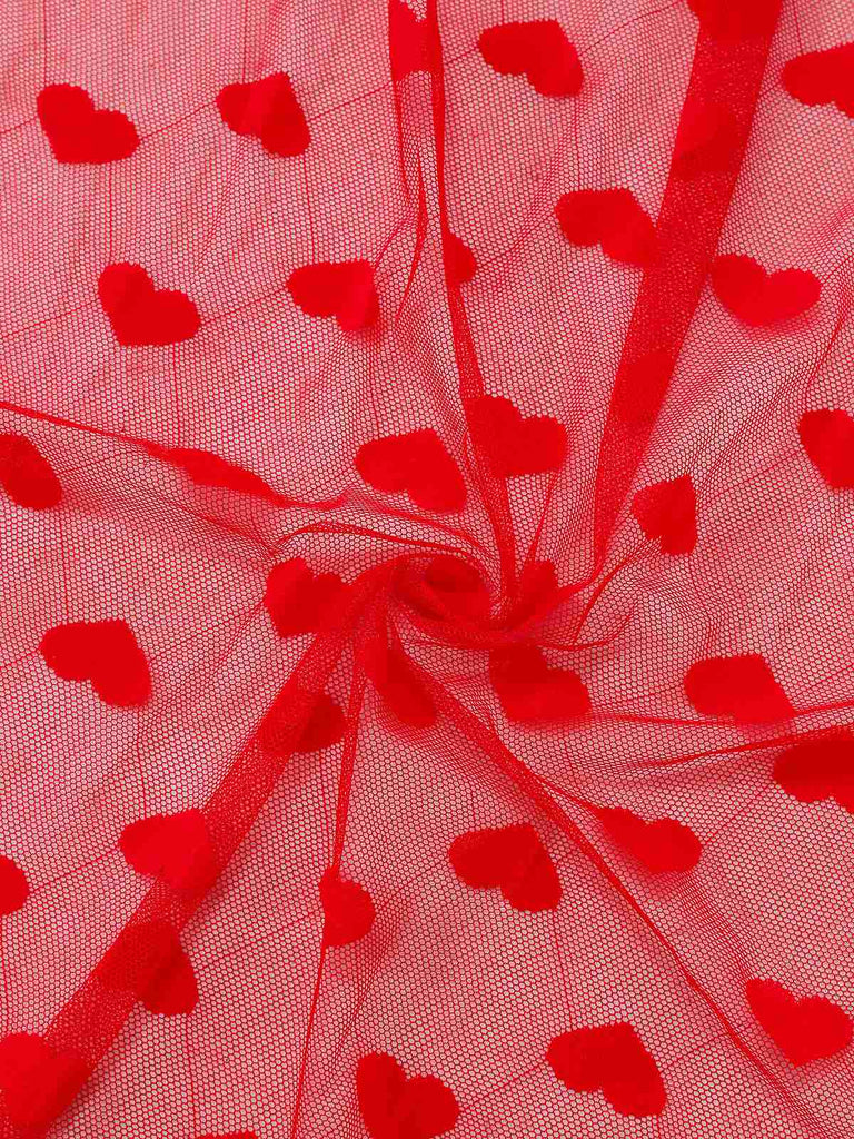 Rot 1930er Herz Netz Gurt Nachthemd