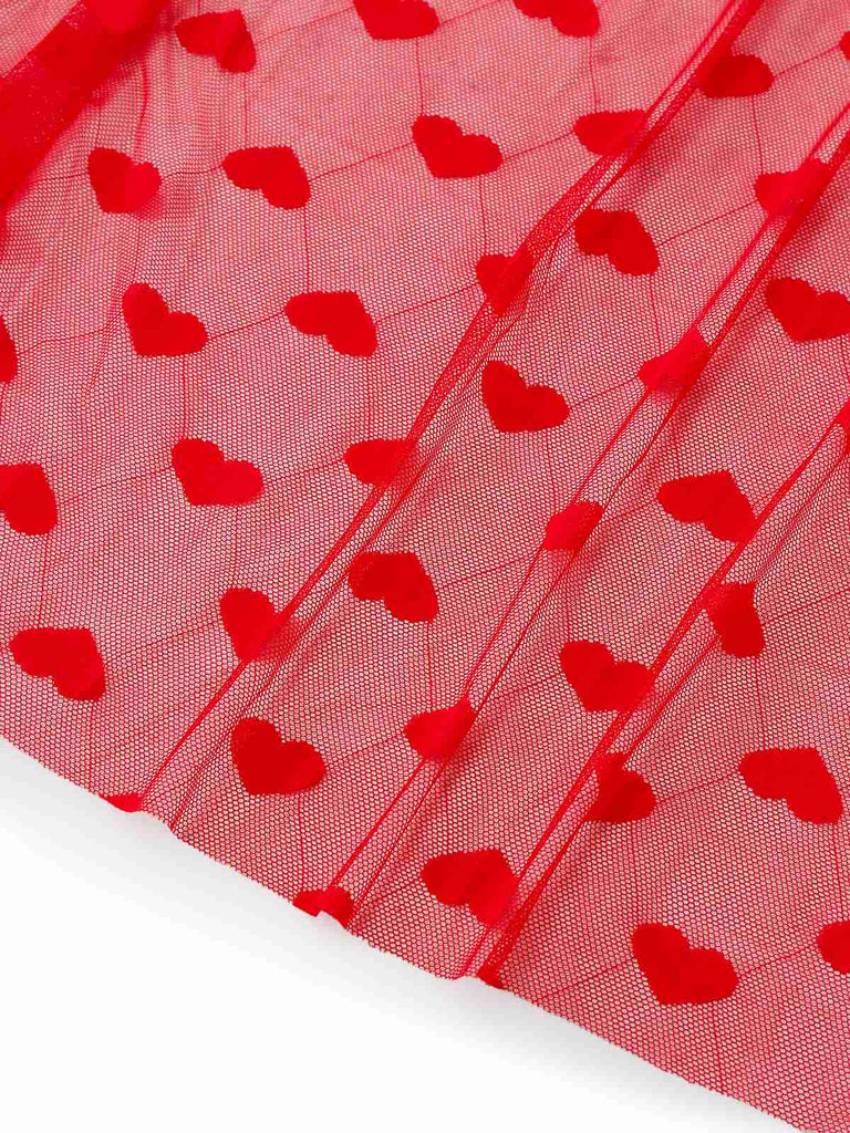 Rot 1930er Herz Netz Gurt Nachthemd