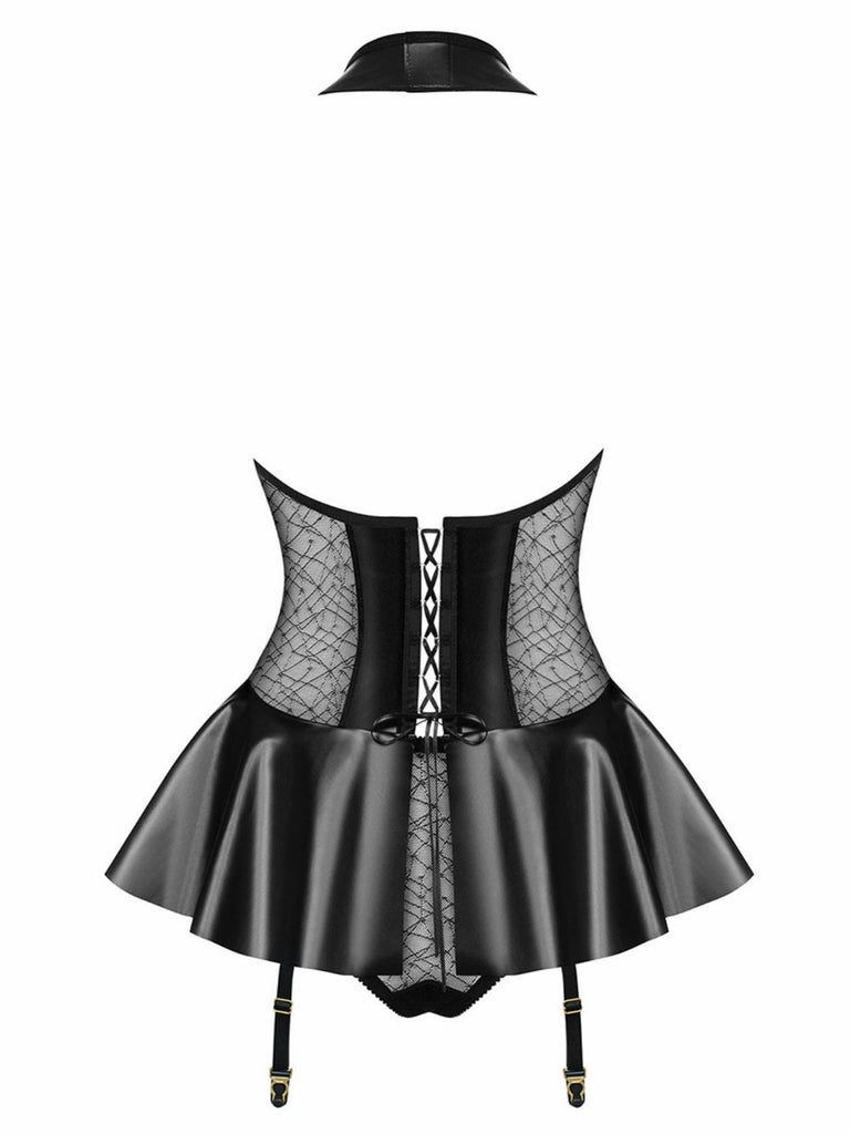 Schwarz 1960er Lackleder Durchsichtig Sexy Mini Kleid