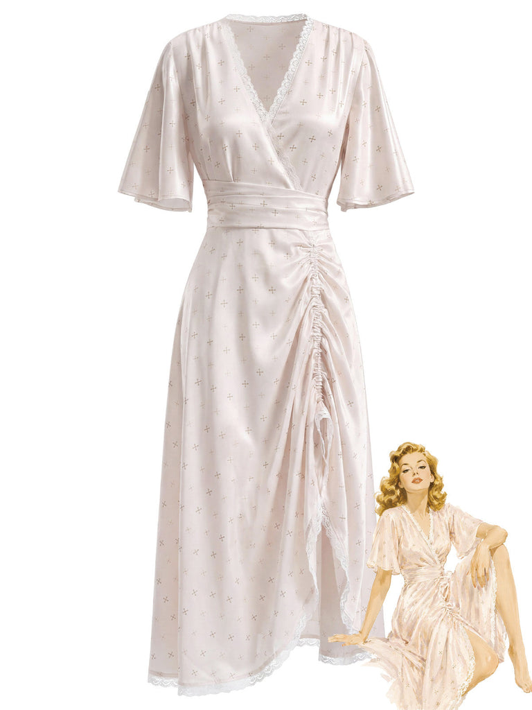 [Pre-Sale] Cream Color 1950s Floral Lace Nightgown