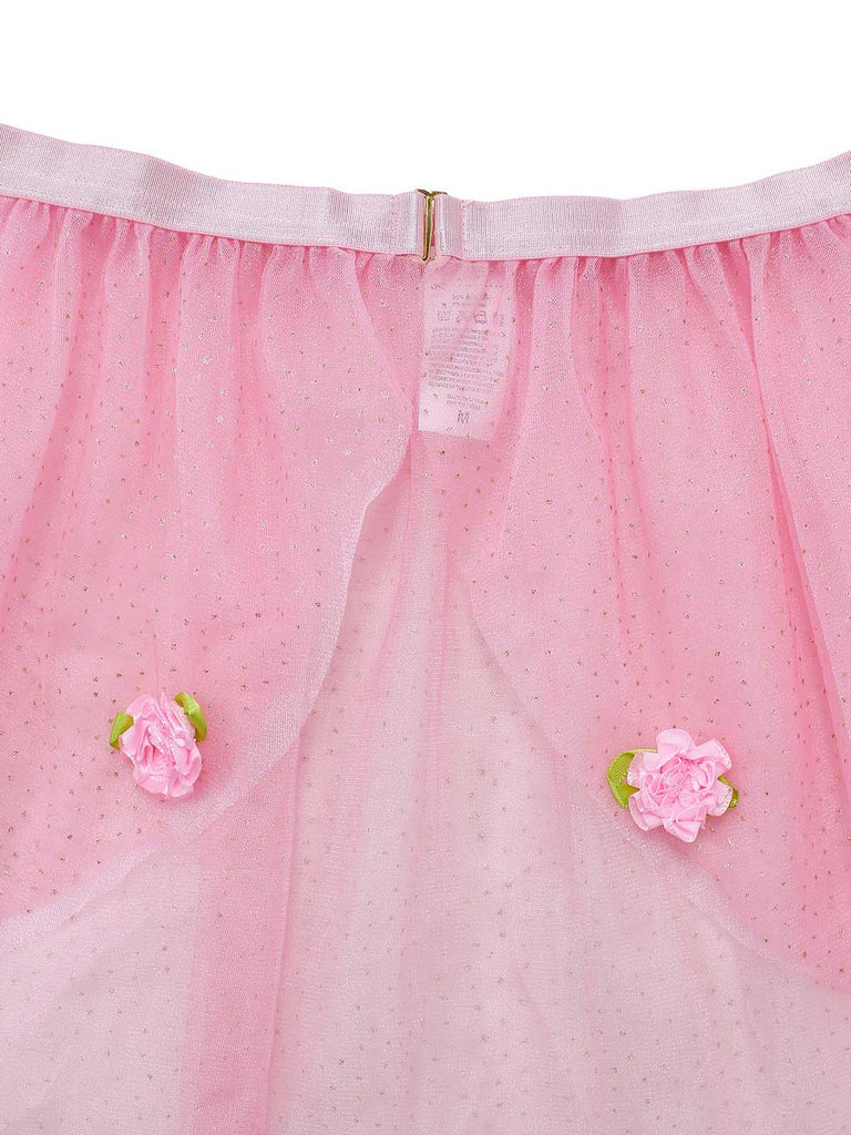 Rosa 60er Dessous-Set mit Glitzer und Tutu-Body