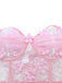 Rosa 60er schulterfreies Schlafanzug-Set mit Blumen und Spitze