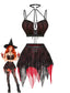 Schwarzes 80er Gothic-Dessous-Set mit Spinnennetz-Mesh und Neckholder