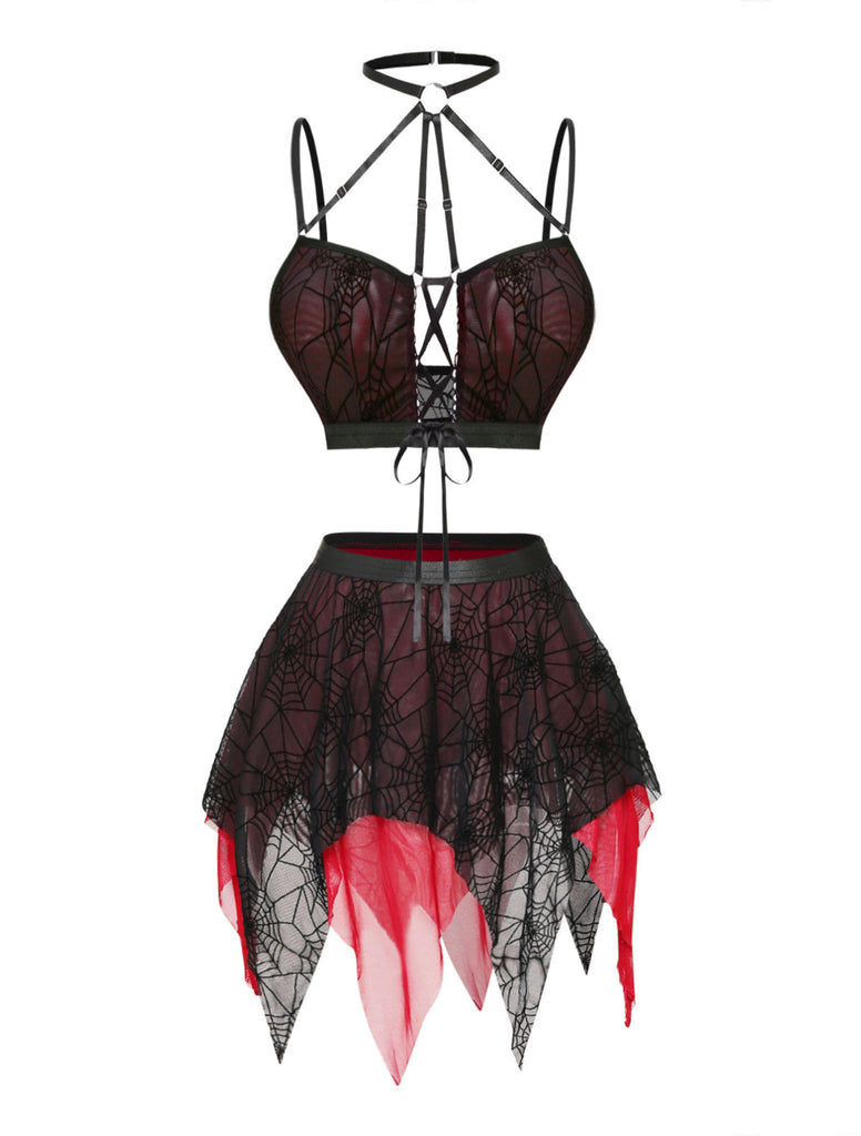 80er Gothic Dessous-Set mit Neckholder