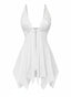 80er Babydoll-Negligé mit Spitze und V-Ausschnitt