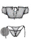 70er Dessous-Set mit schimmernden Schmetterlingen und transparentem Mesh