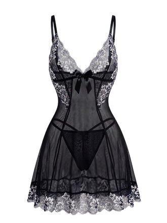 50er Babydoll-Nachthemd aus Spitze und Mesh