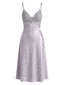 Lila 40er Satin-Nachthemd mit Blumen und Schmetterling