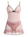80er Mesh-Babydoll mit Punkten, Schleife und Rüschen